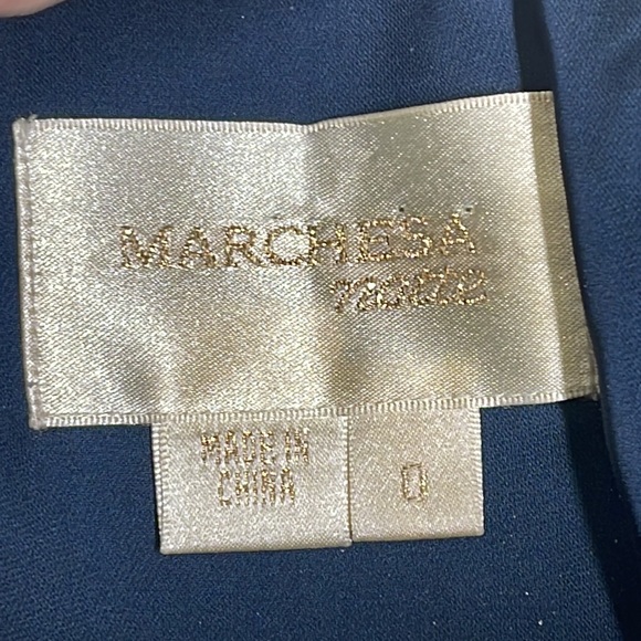 Marchesa Notte One Shoulder Lace Gown Dress Navy Size 0 - Picture 10 of 10